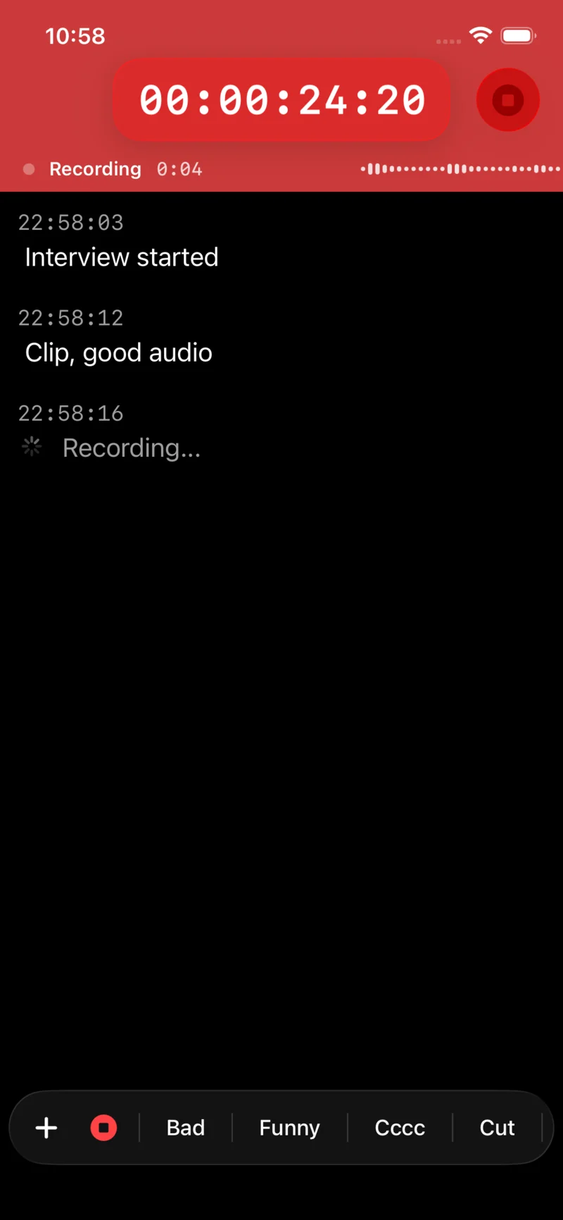 Timecode+ — live dictation while recording