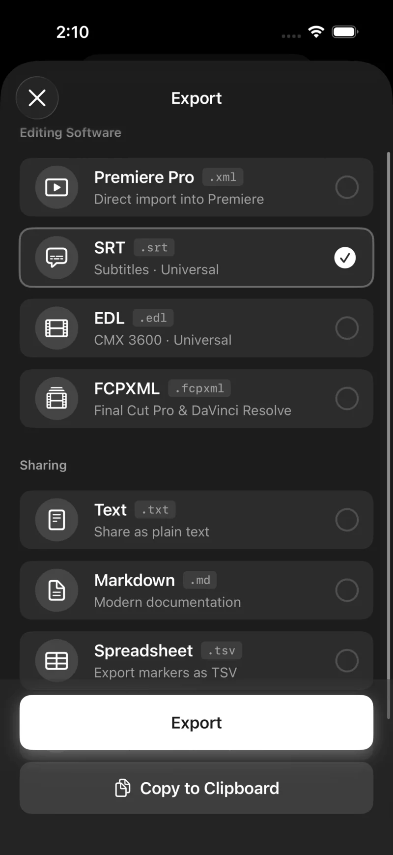 Timecode+ — export to NLEs