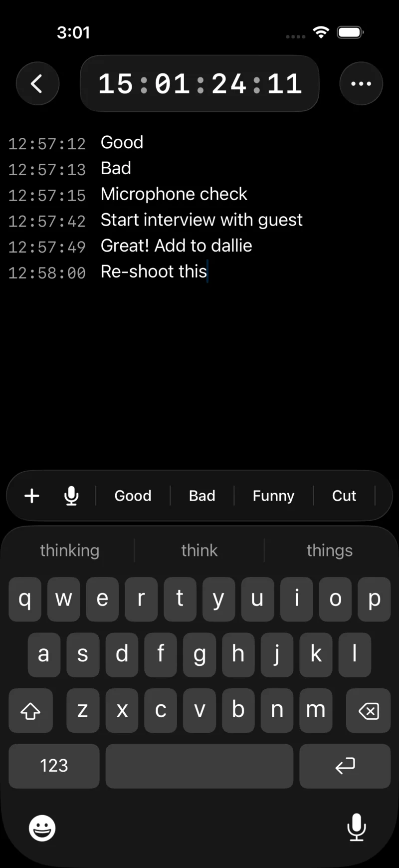 Timecode+ — marker list