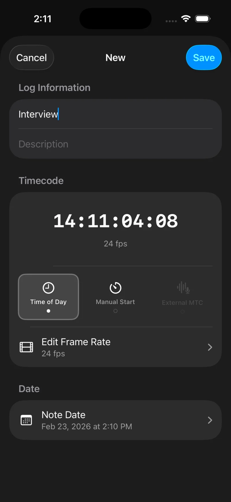 Timecode+ — new note
